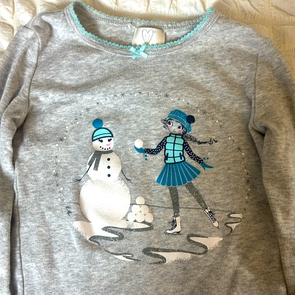 Toddler Girls Snug Fit Snowman ⛄️ & Figure Skater ⛸️ Pajama Sleep Set ~ ❄️⛄️⛸️